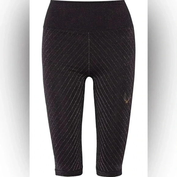 NWOT Lucas Hugh Technical Knit Stardust Capri Leggings - Black Multi S - Picture 6 of 6